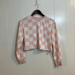 Cold Crush Pink and White Checkered Crop Top